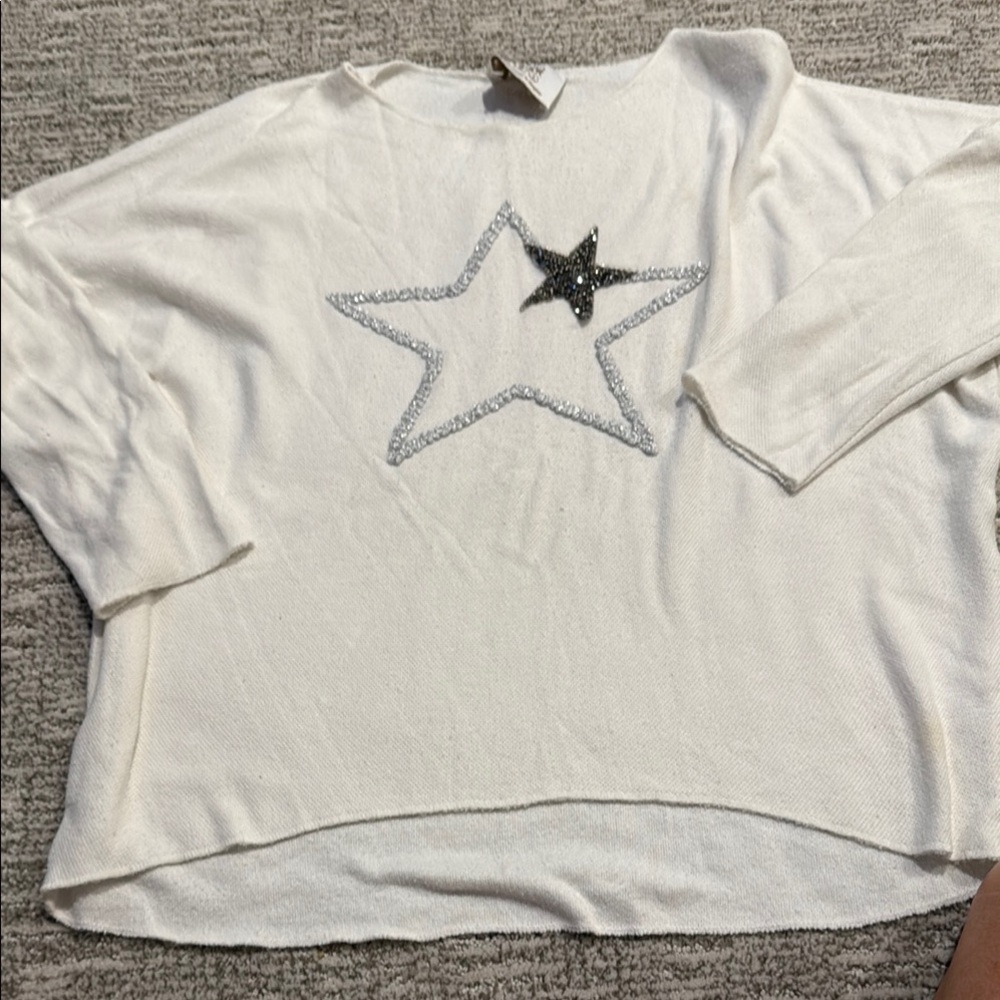 White Sweater with Star Design